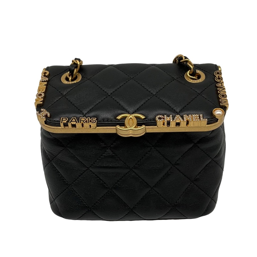 Chanel Black Quilted Shoulder Bag with Gold Accents